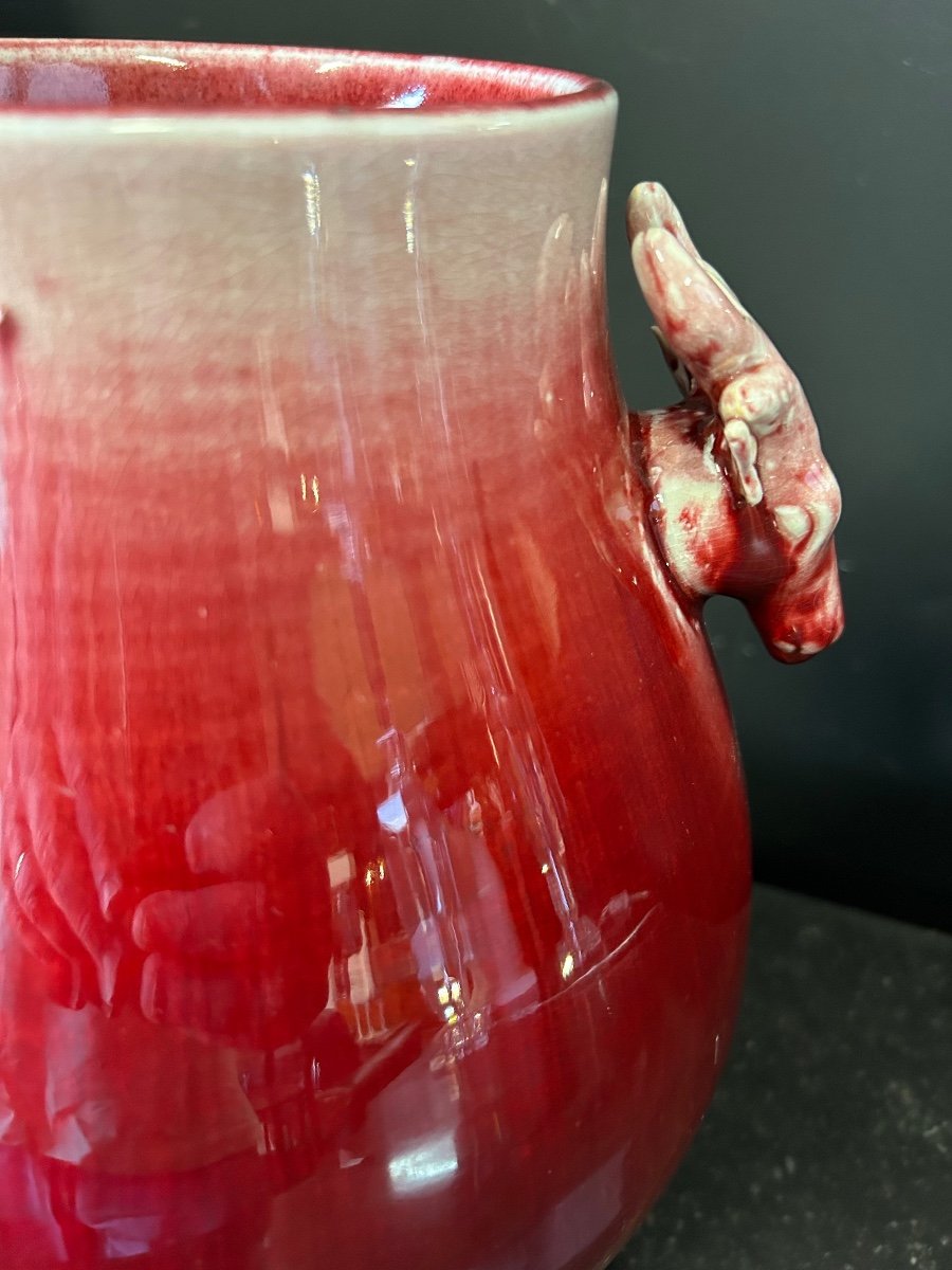 Vase Porcelaine De Chine Rouge Sang De Bœuf époque XXéme -photo-2