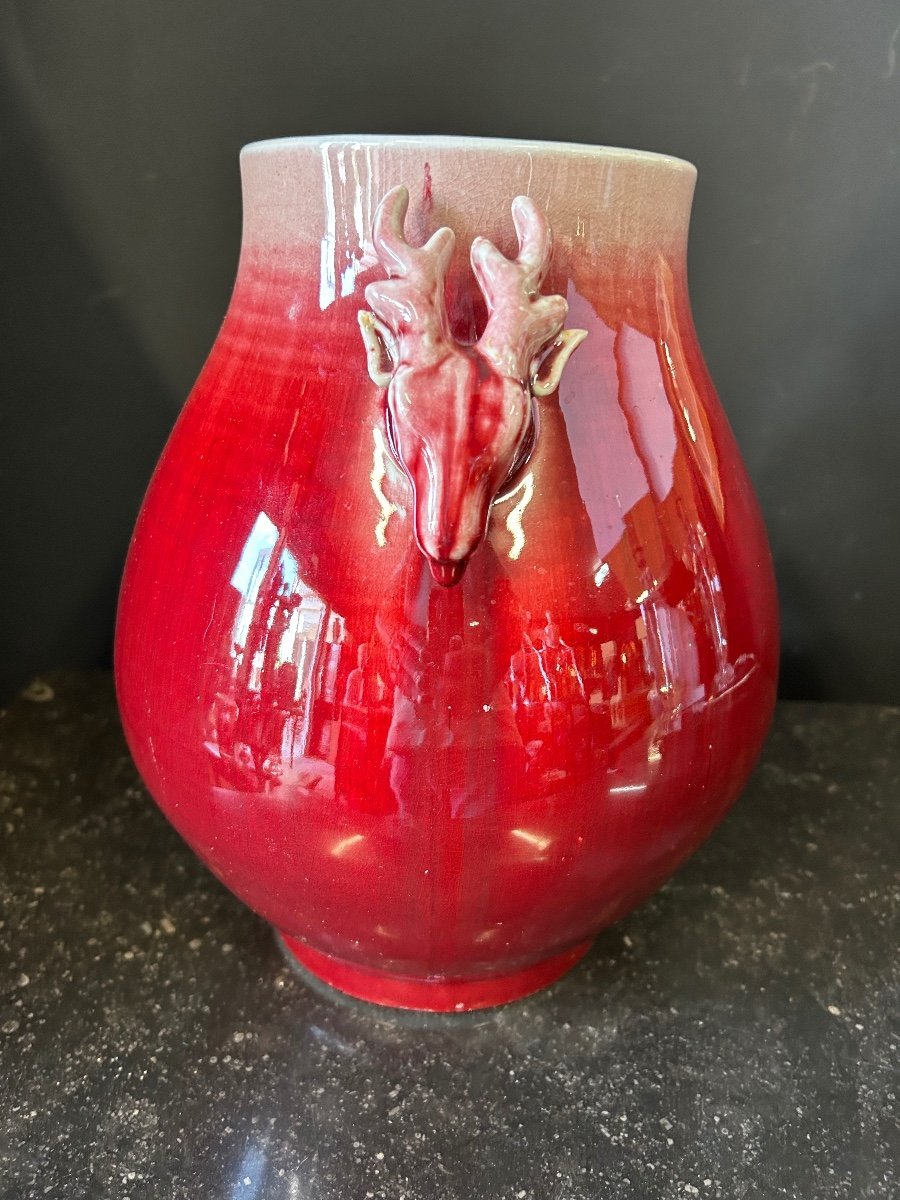 Vase Porcelaine De Chine Rouge Sang De Bœuf époque XXéme -photo-4