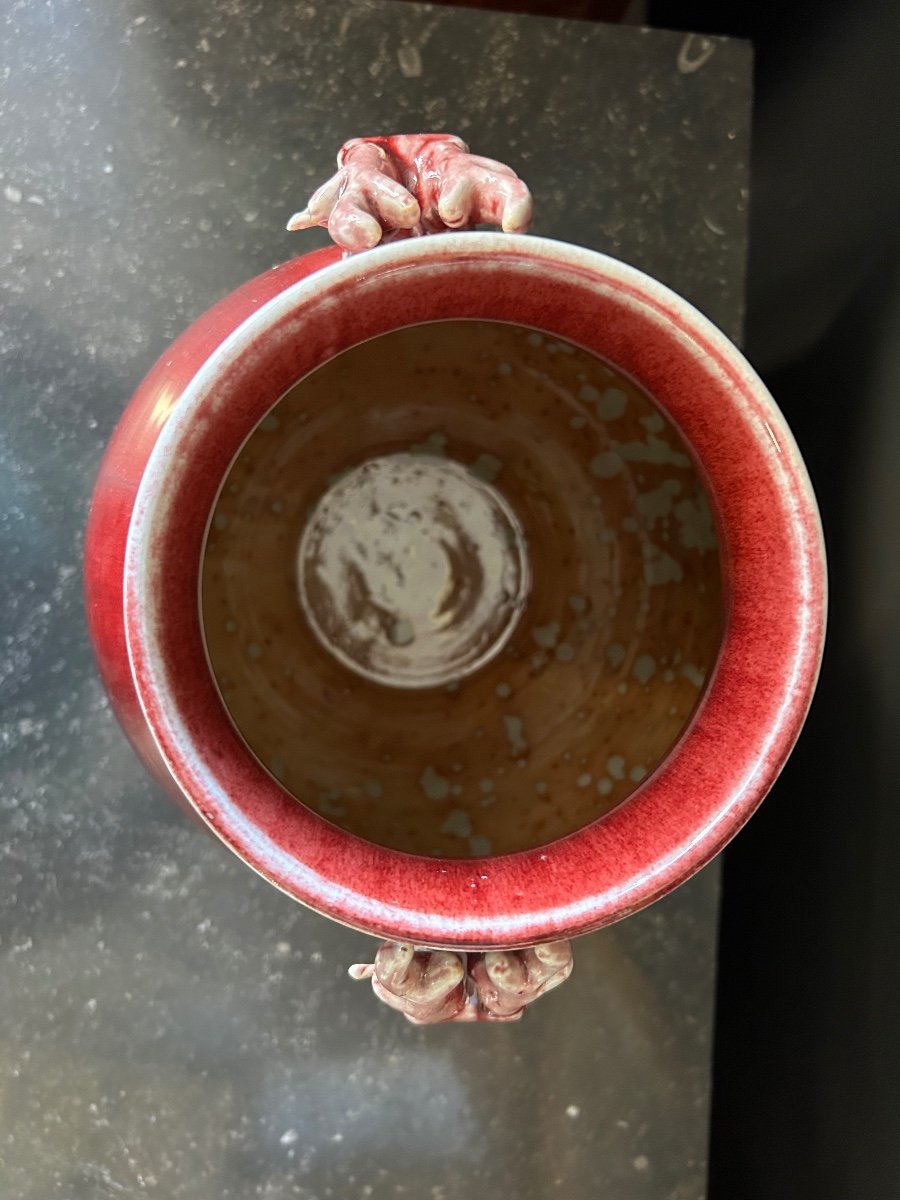 Chinese Porcelain Vase Oxblood Red Twentieth Time-photo-7