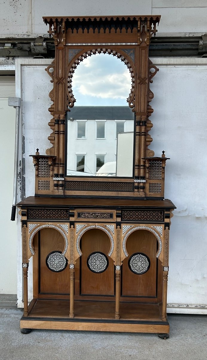 Atelier De Giuseppe Parvis - Grande Console Et Son Miroir égypte Vers 1880 