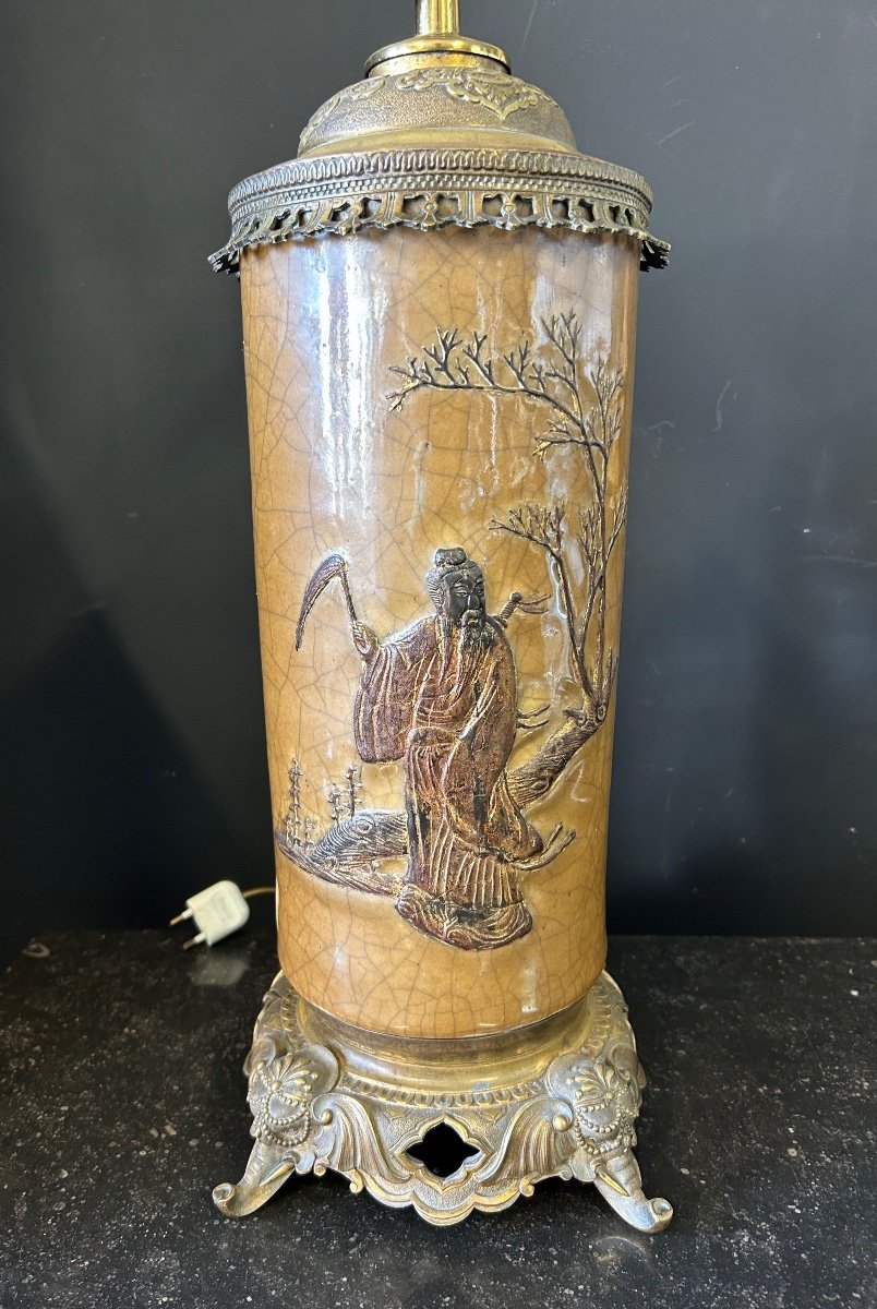 Grande Lampe En Porcelaine De Chine époque XIXéme Siècle 