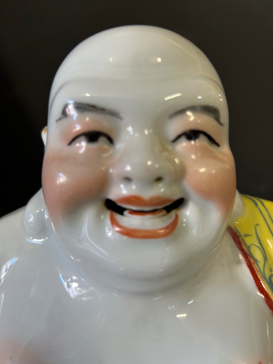 Buddha - Budai - Laughing Putai In Polychrome Enamelled Porcelain China Early Twentieth-photo-6