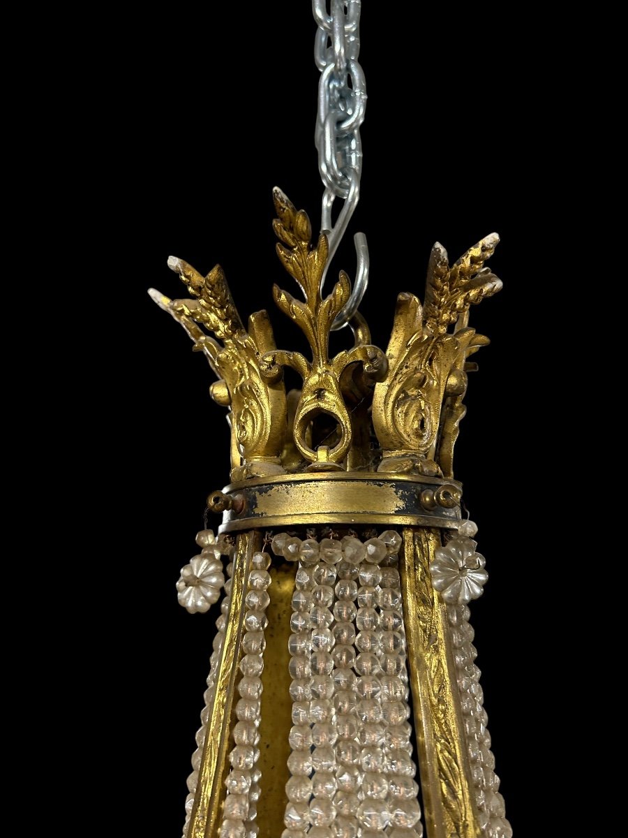 Montgolfière Chandelier In Gilded Bronze Louis XVI Style, Napoleon III Period-photo-4