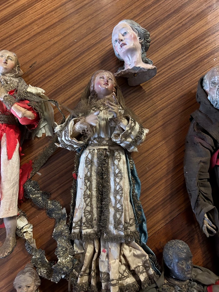 Lot De Sept Santons De Crèche Napolitains D’époque XVIIIème - Italie - Naples -photo-3