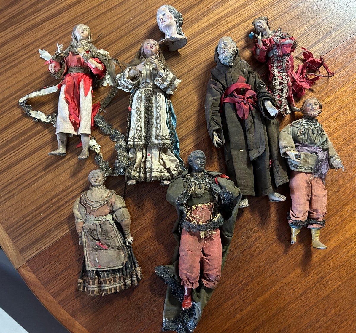 Lot De Sept Santons De Crèche Napolitains D’époque XVIIIème - Italie - Naples -photo-3