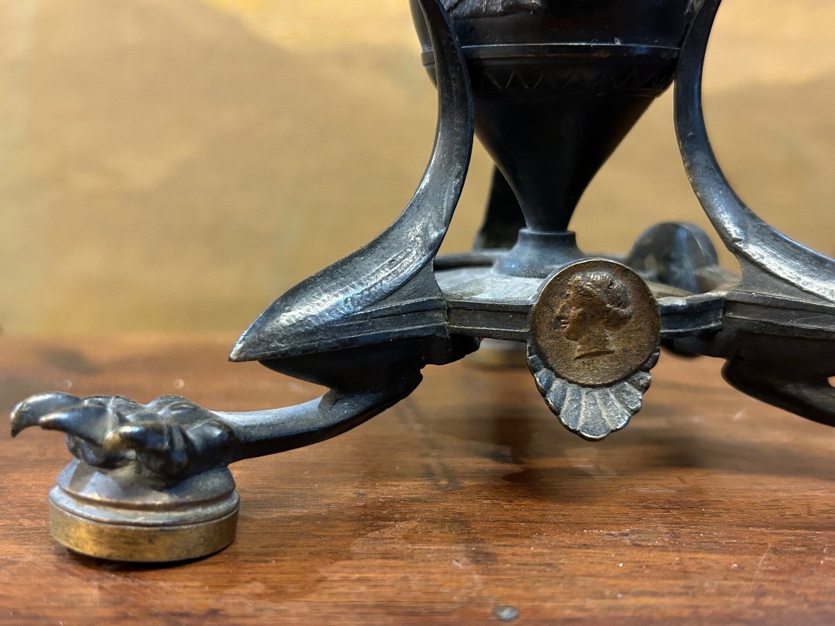 Paire De Bougeoirs En Bronze Néoclassique ou naturaliste  Signé Auguste CAIN pied griffe -photo-4