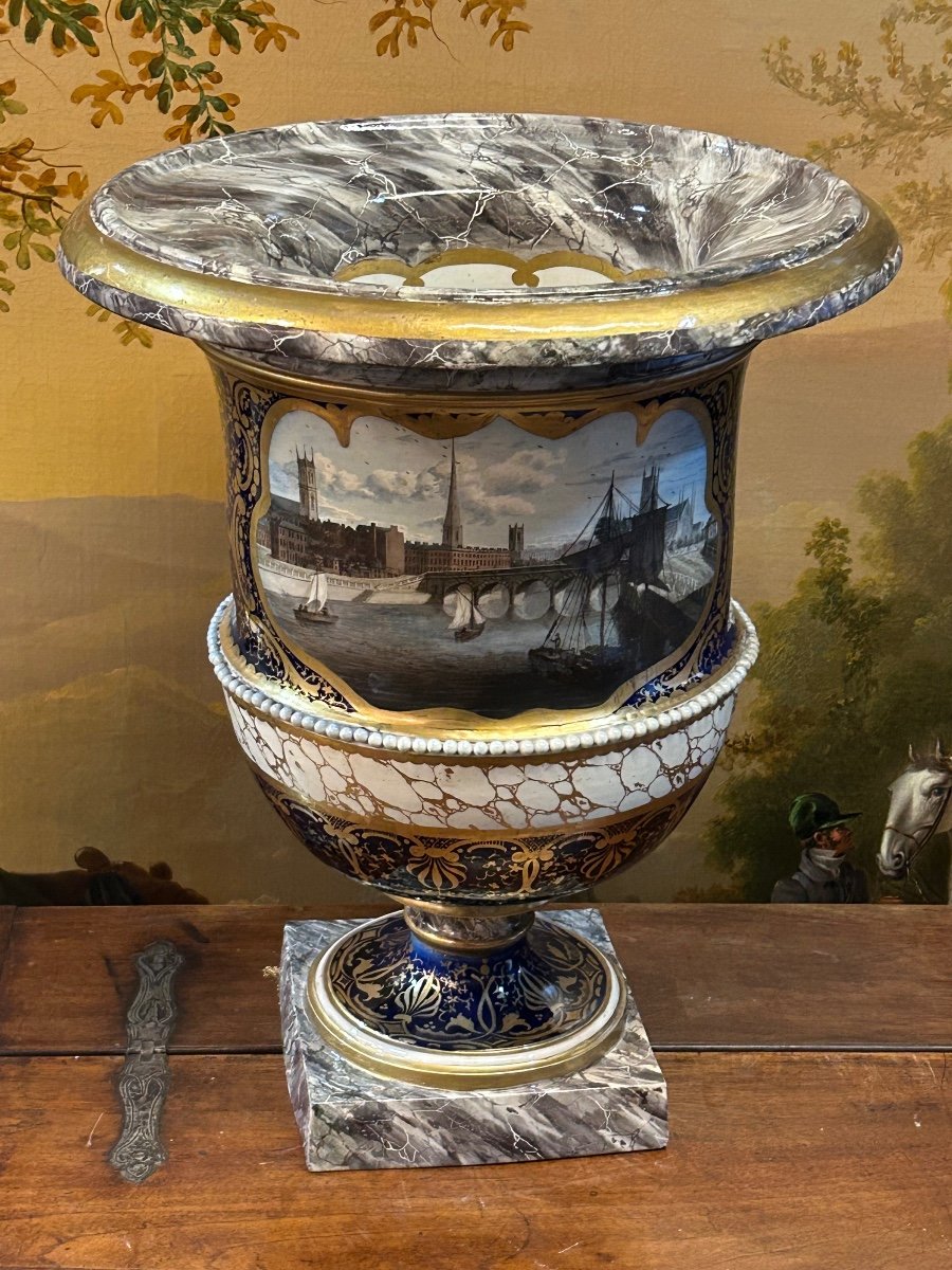 Important Vase Médicis En Porcelaine époque XIXéme H 52 Cm