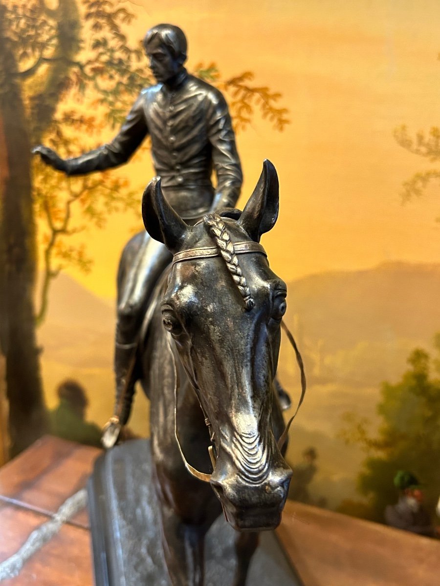 Franz Alex. Fried. Wilhelm Wolff (1816 - 1887) Important Metal Sculpture "the Jockey"-photo-3