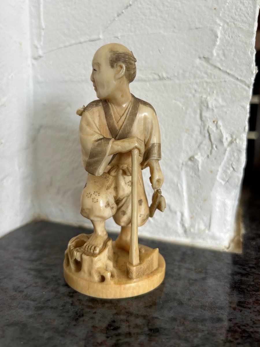 Okimono - Netsuke Sculpture In Ivory From Japan Late Nineteenth-photo-2