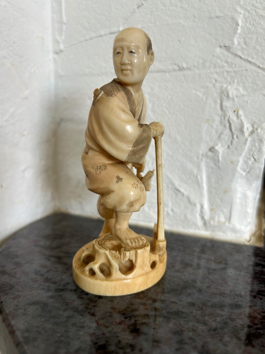 Okimono - Netsuke Sculpture In Ivory From Japan Late Nineteenth-photo-3