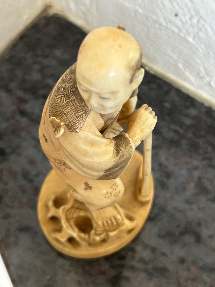 Okimono - Netsuke Sculpture En Ivoire Du Japon Fin XIXéme-photo-3