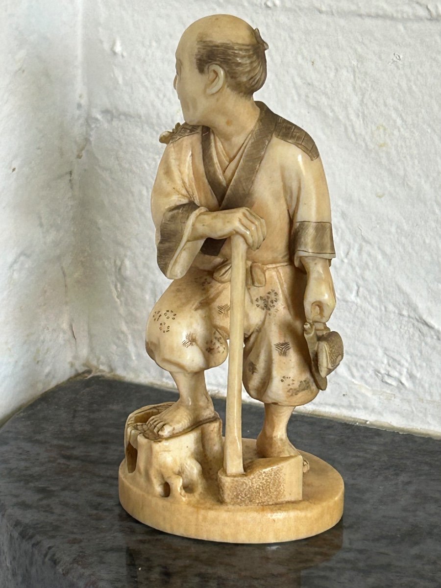 Okimono - Netsuke Sculpture En Ivoire Du Japon Fin XIXéme-photo-4
