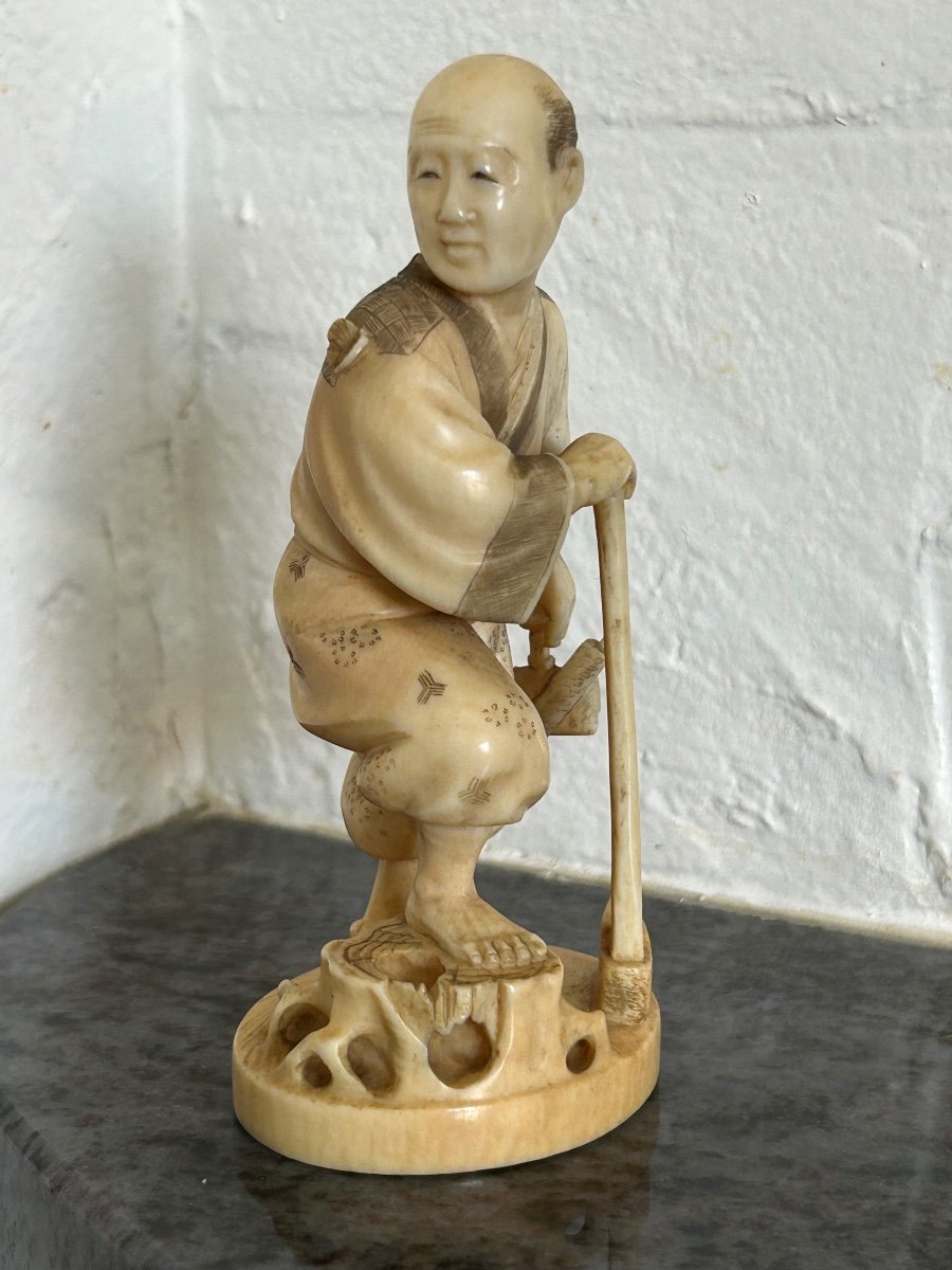Okimono - Netsuke Sculpture In Ivory From Japan Late Nineteenth