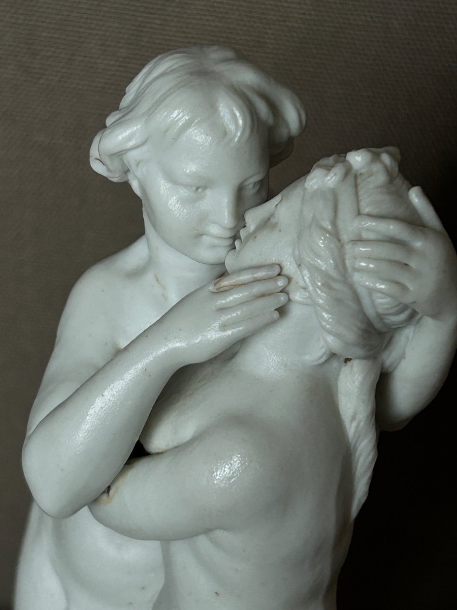 Amour Et Psyché - Sculpture En Biscuit De Porcelaine D’époque XVIIIème Siècle -photo-3