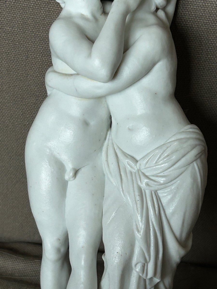 Amour Et Psyché - Sculpture En Biscuit De Porcelaine D’époque XVIIIème Siècle -photo-6