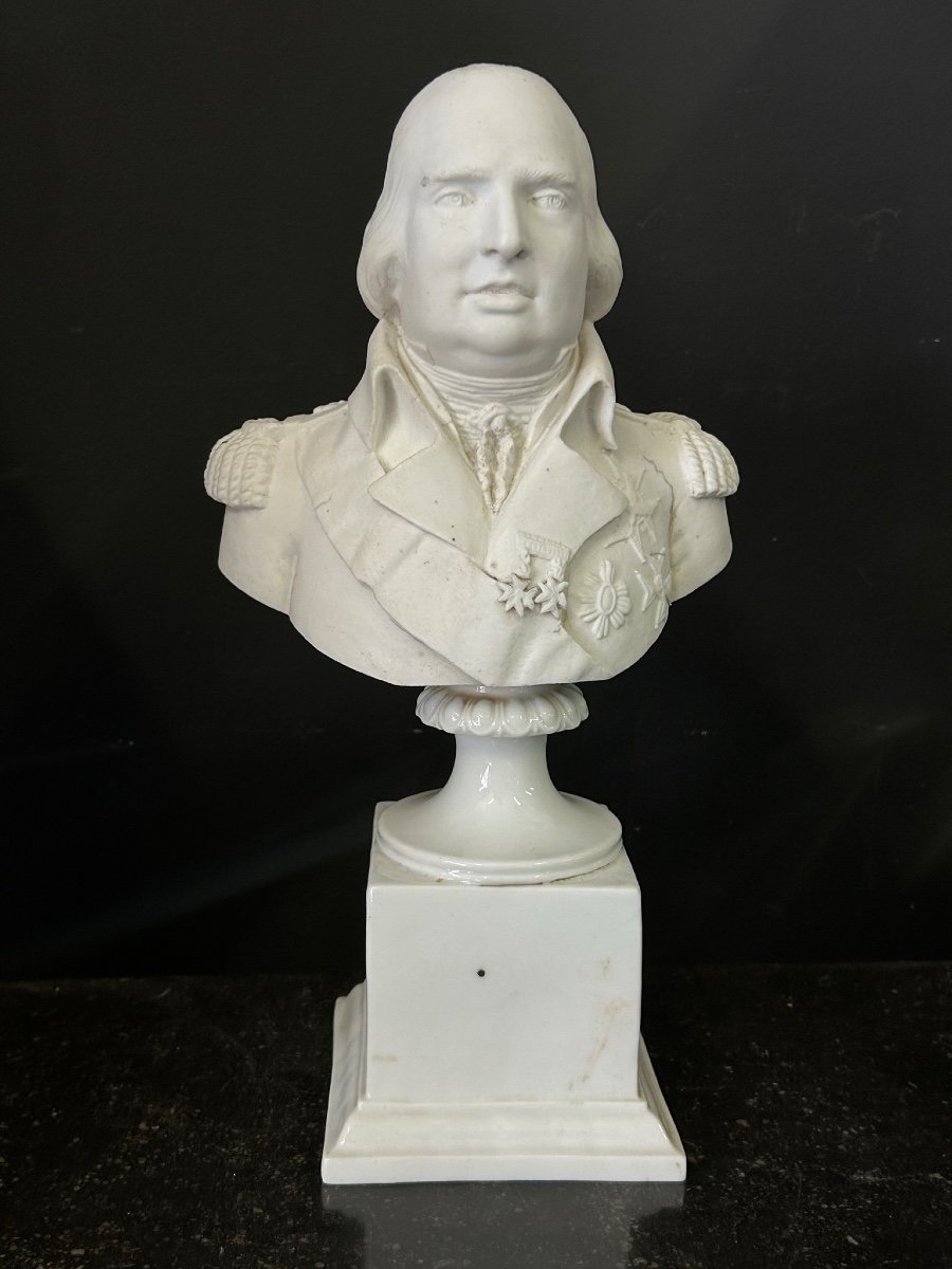 Bust Of Louis XVIII In Porcelain Biscuit 19th Century-photo-2
