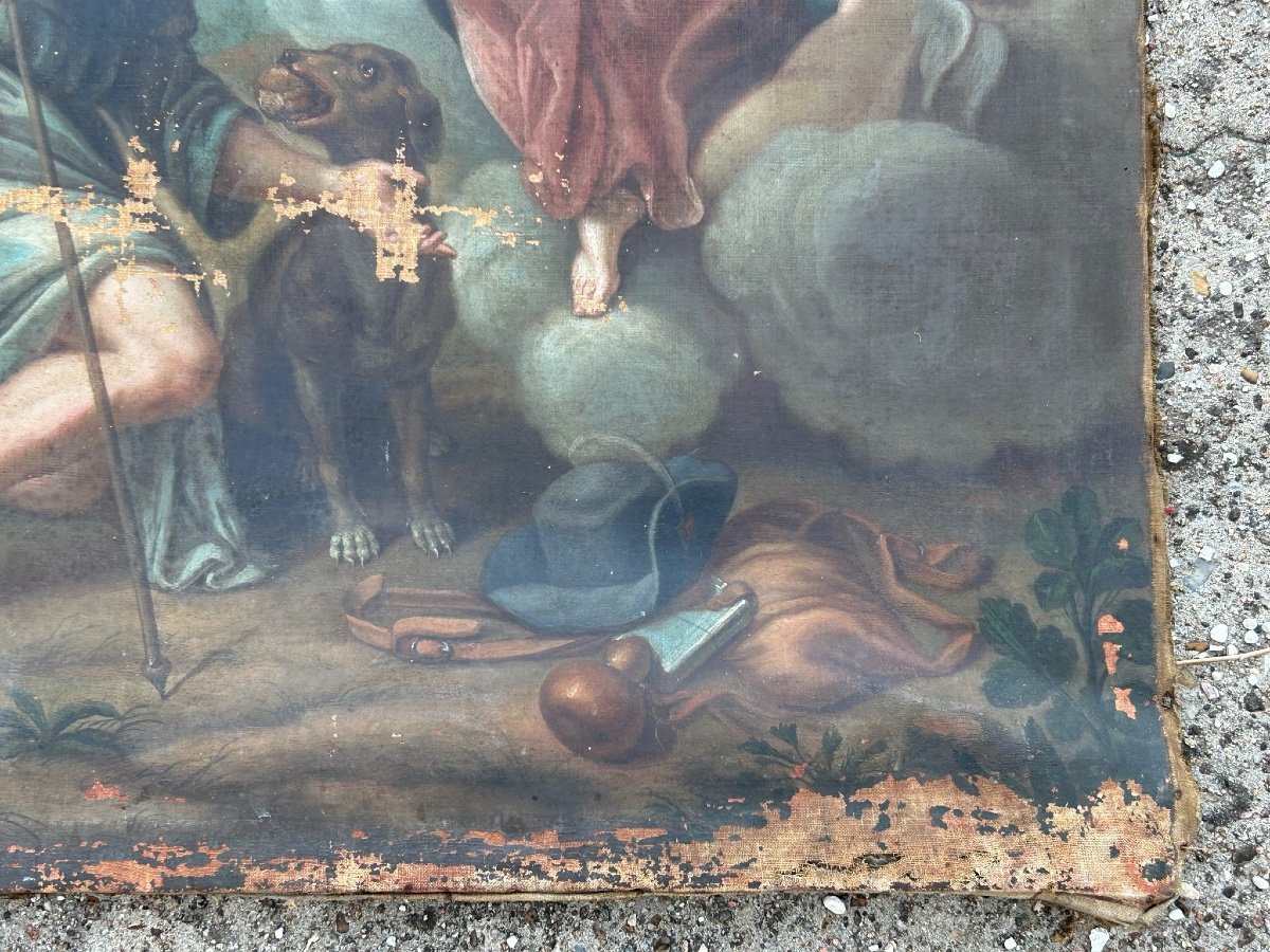 Oil On Canvas Religious Painting Late 17th Century - Virgin And The Apostle St Jacques H 102 Cm-photo-4