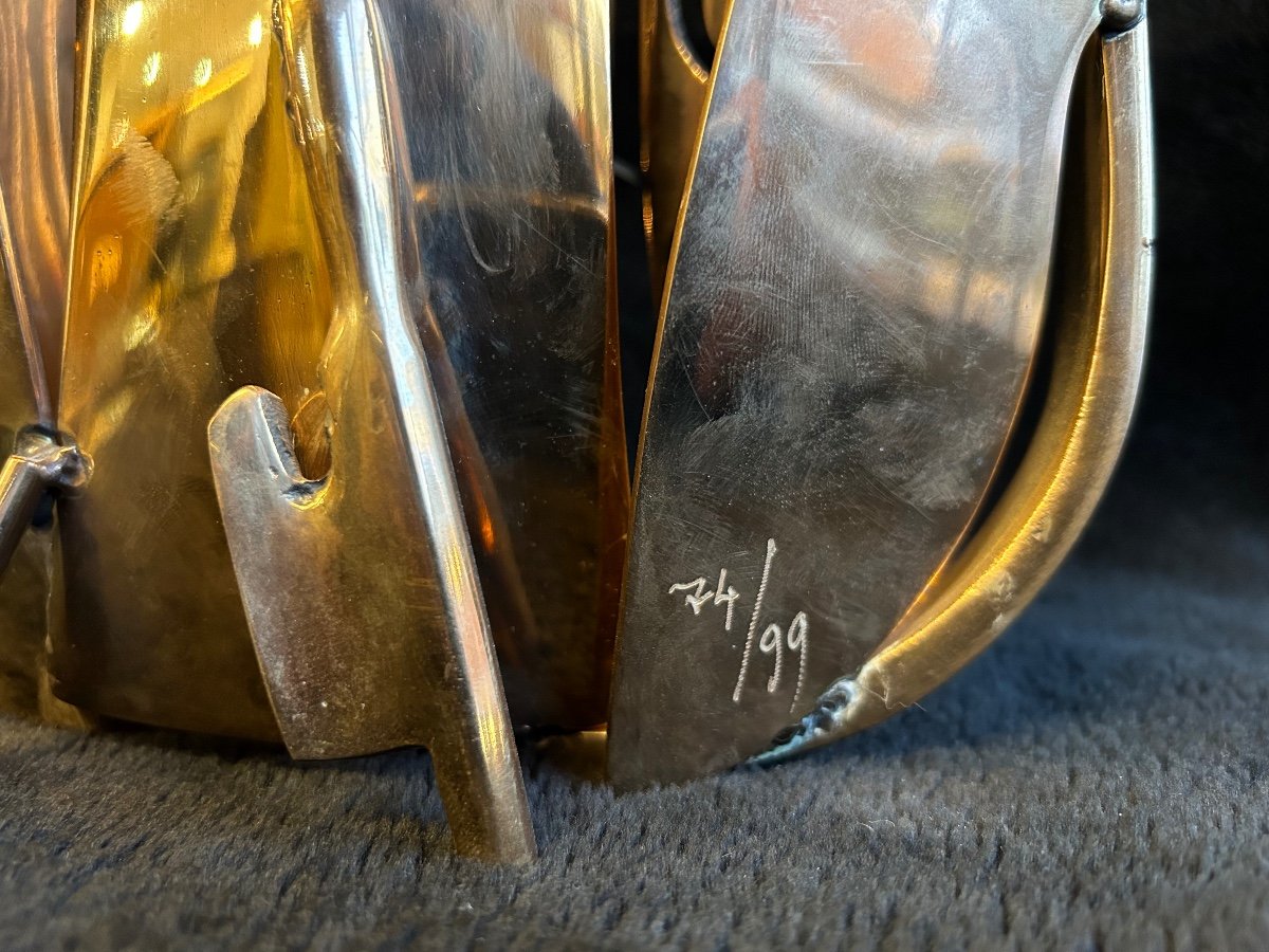 Fernandez Arman (1928-2005) Violin In Venice - Polished Bronze-photo-1