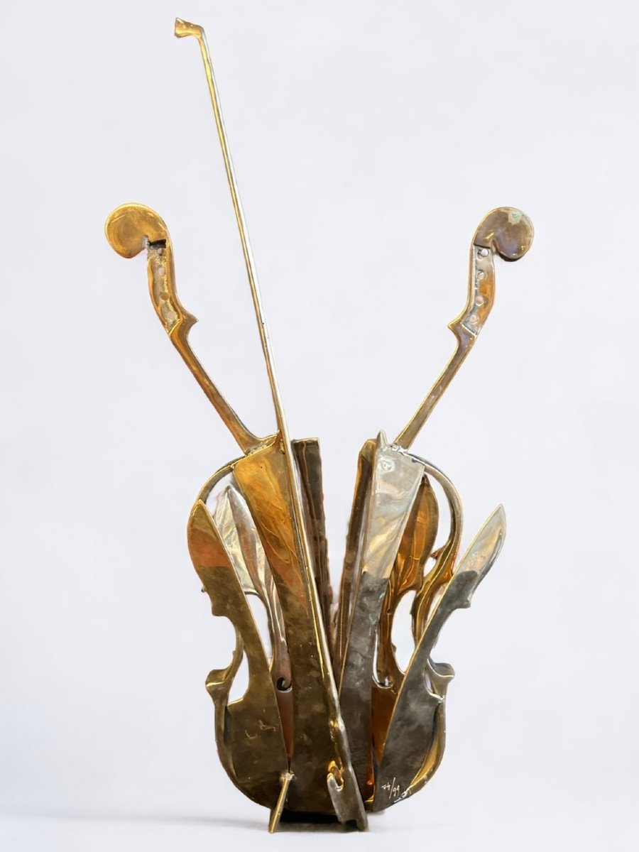 Fernandez Arman (1928-2005) Violin In Venice - Polished Bronze