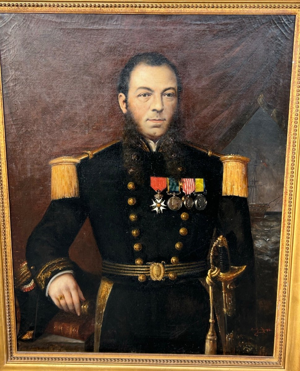 Louis Guédy (1847-1926) Portrait Militaire D’amiral Ou De Capitaine De Vaisseau Daté 1873-photo-4