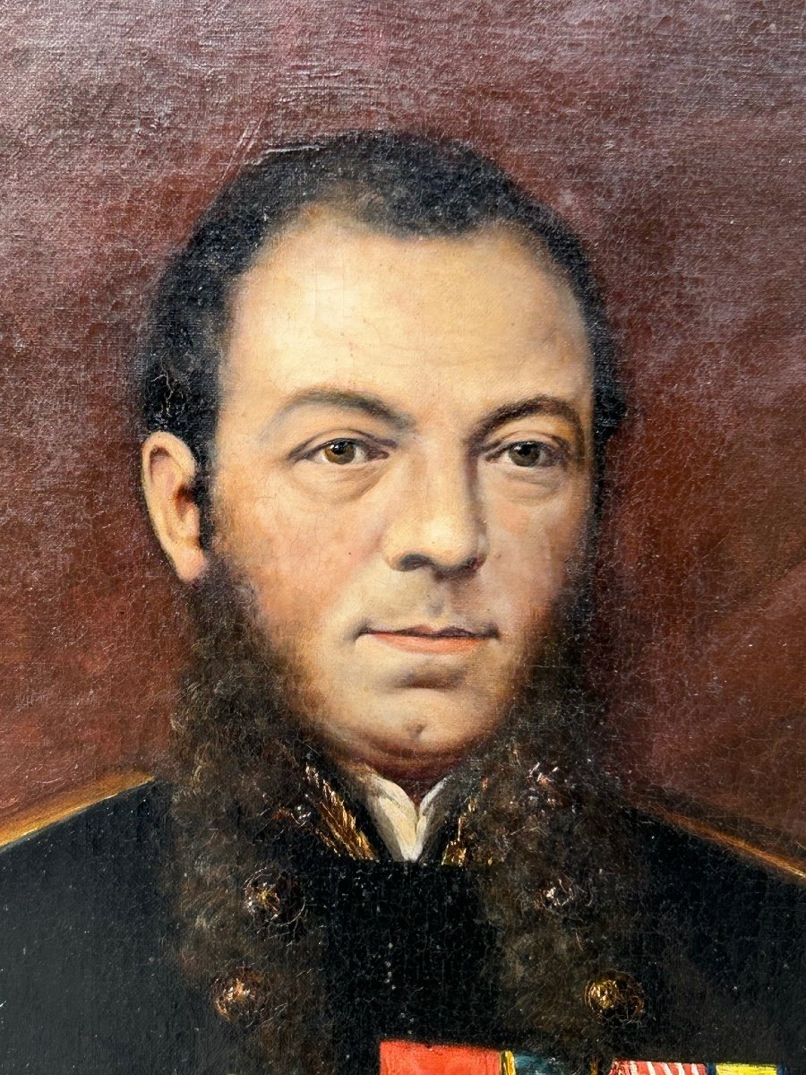Louis Guédy (1847-1926) Portrait Militaire D’amiral Ou De Capitaine De Vaisseau Daté 1873-photo-1