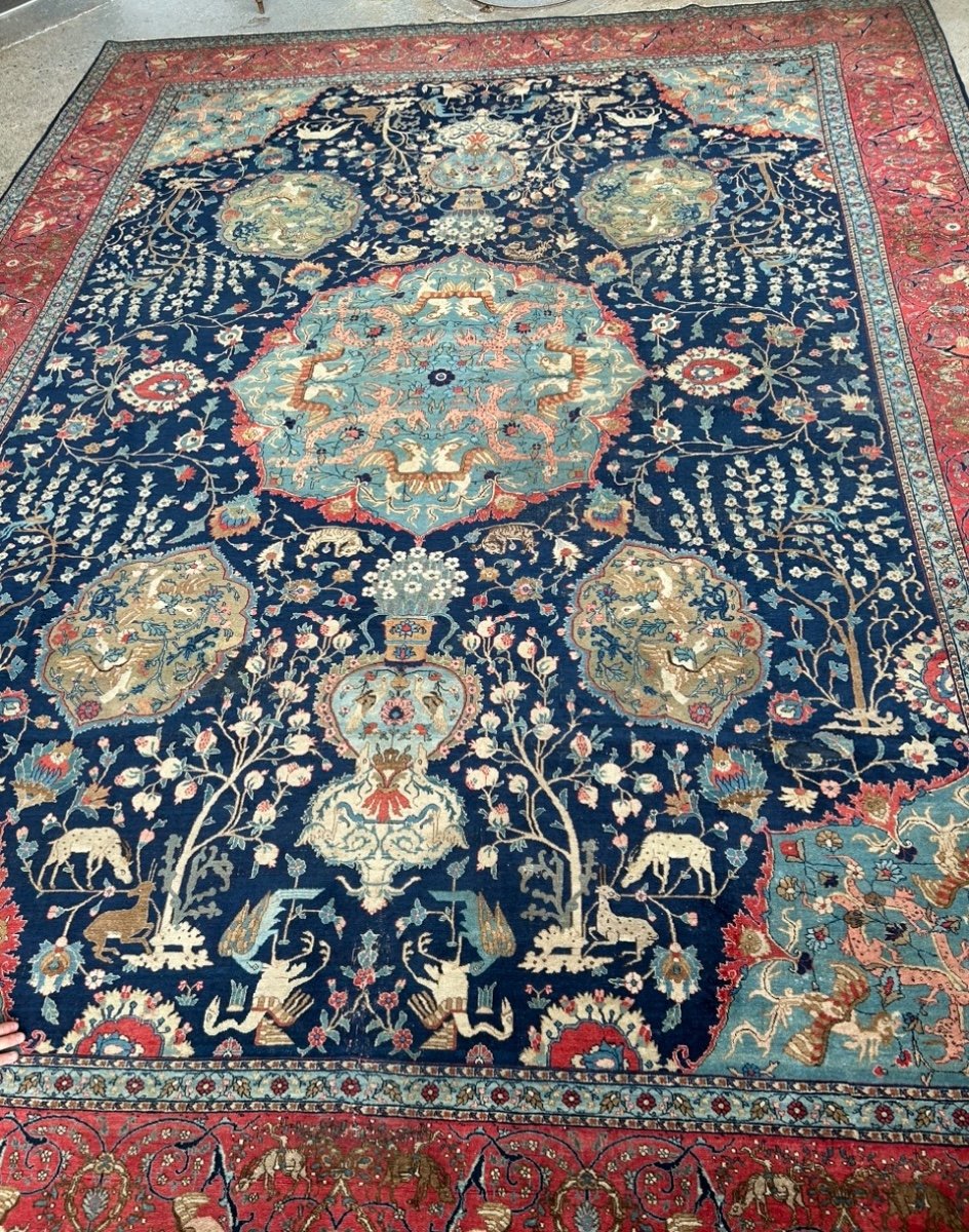 Large Tabriz Rug - North-west Persia Late 19th Or Early 20th Century 446 X 337 Cm-photo-5