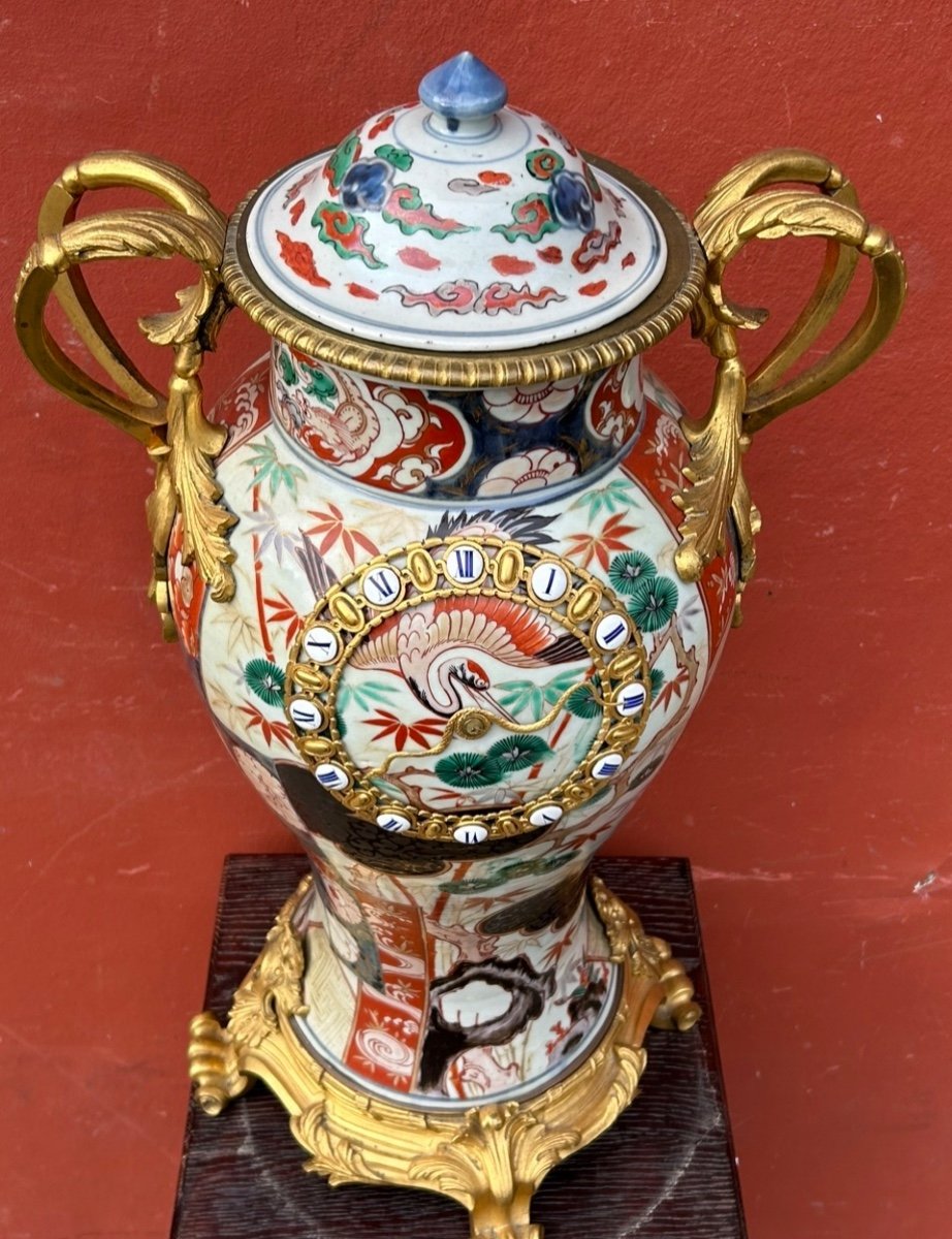 Important Japanese Vase Clock Gilt Bronze Frame From The 19th Century - Japan-photo-7