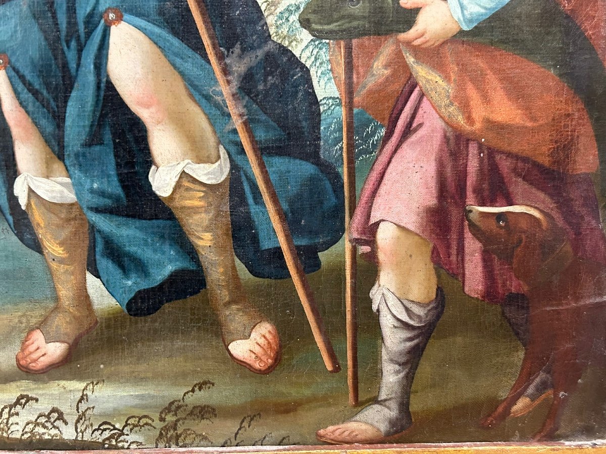 Tobias And The Archangel Raphael Oil On Canvas French School Early 18th Century - Religious Painting-photo-6