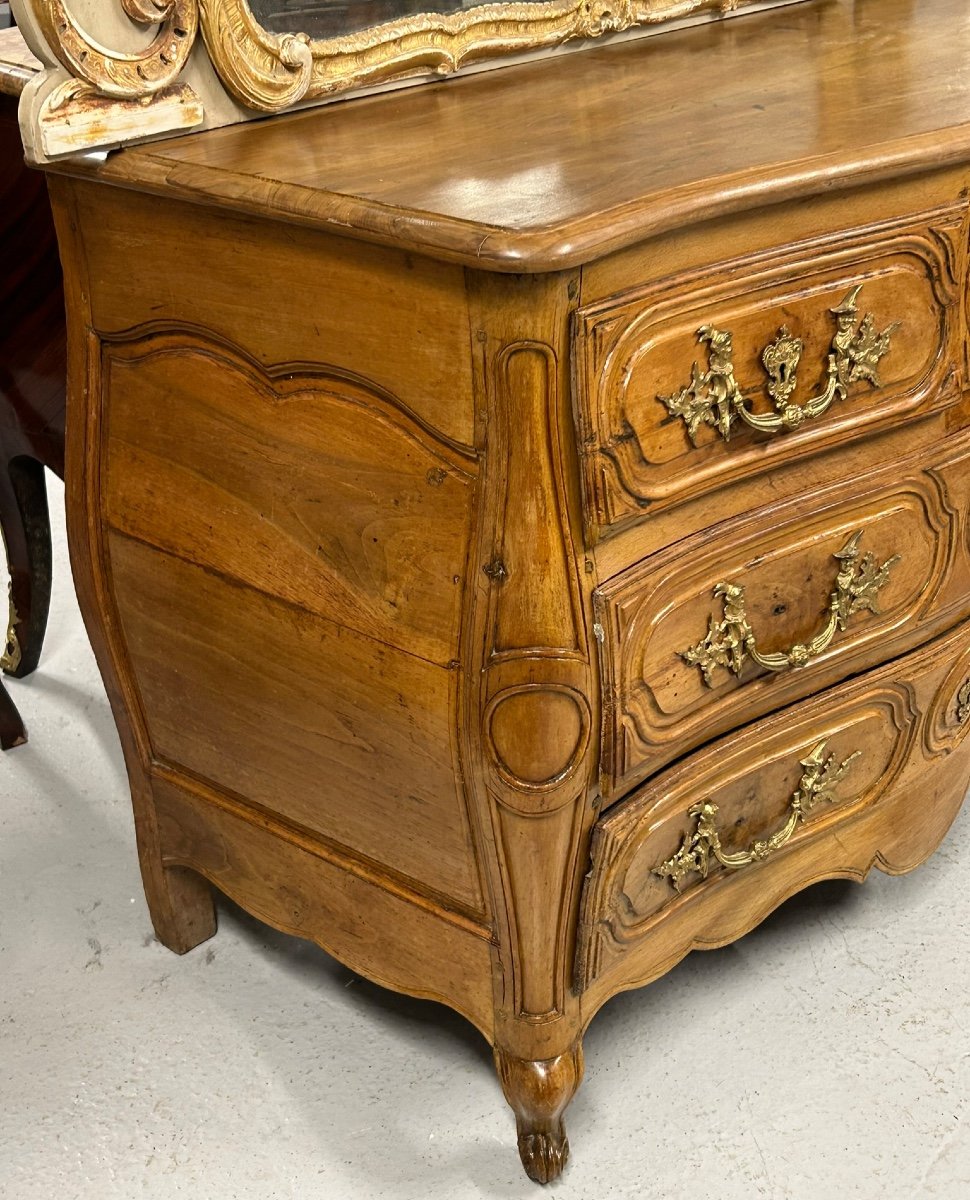 Commode Tombeau Louis XV En Noyer D’époque XVIIIème siècle -photo-4