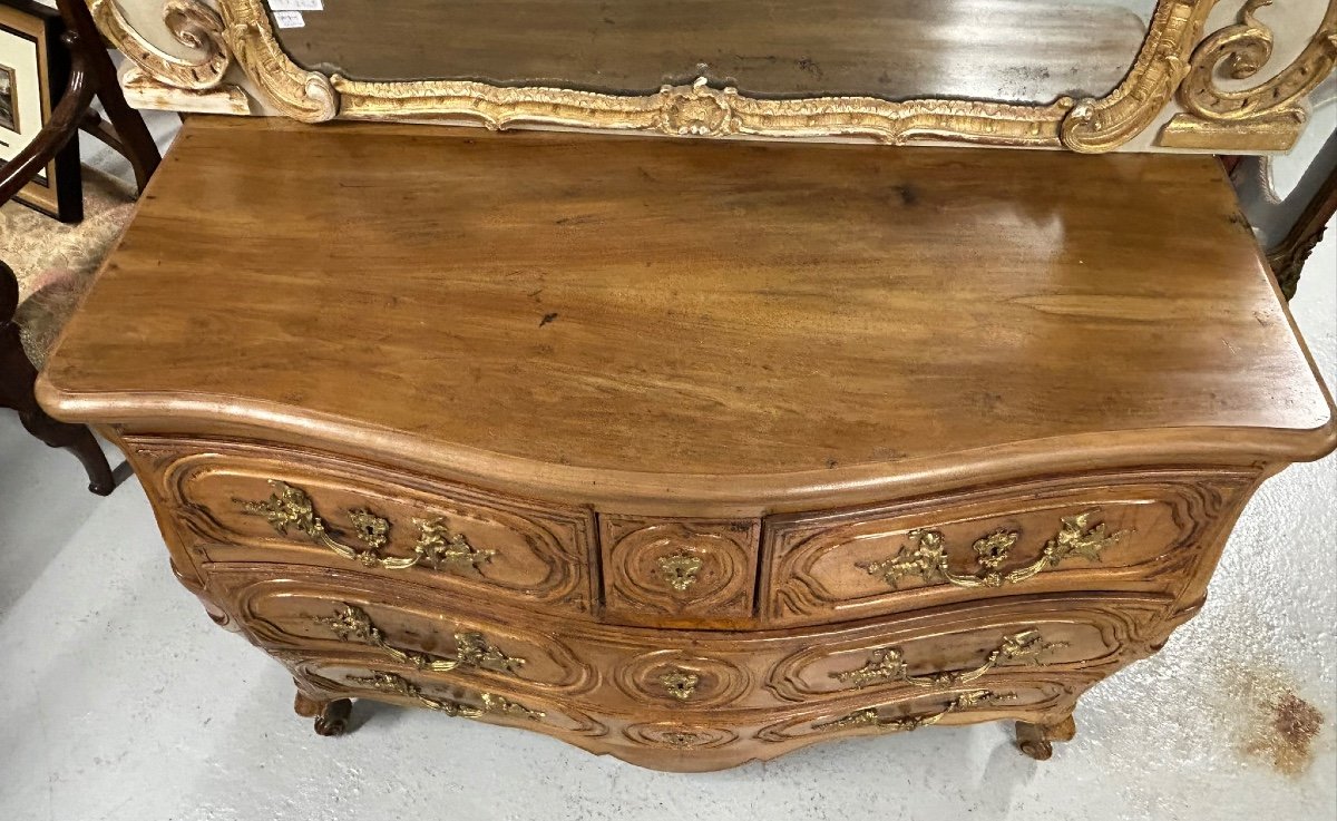 Commode Tombeau Louis XV En Noyer D’époque XVIIIème siècle -photo-4