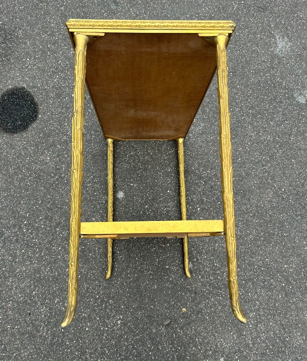 Table D’appoint Ou Bout De Canapé En Bronze Doré Maison Charles Ou Baguès Décor Palmier 1970-photo-4
