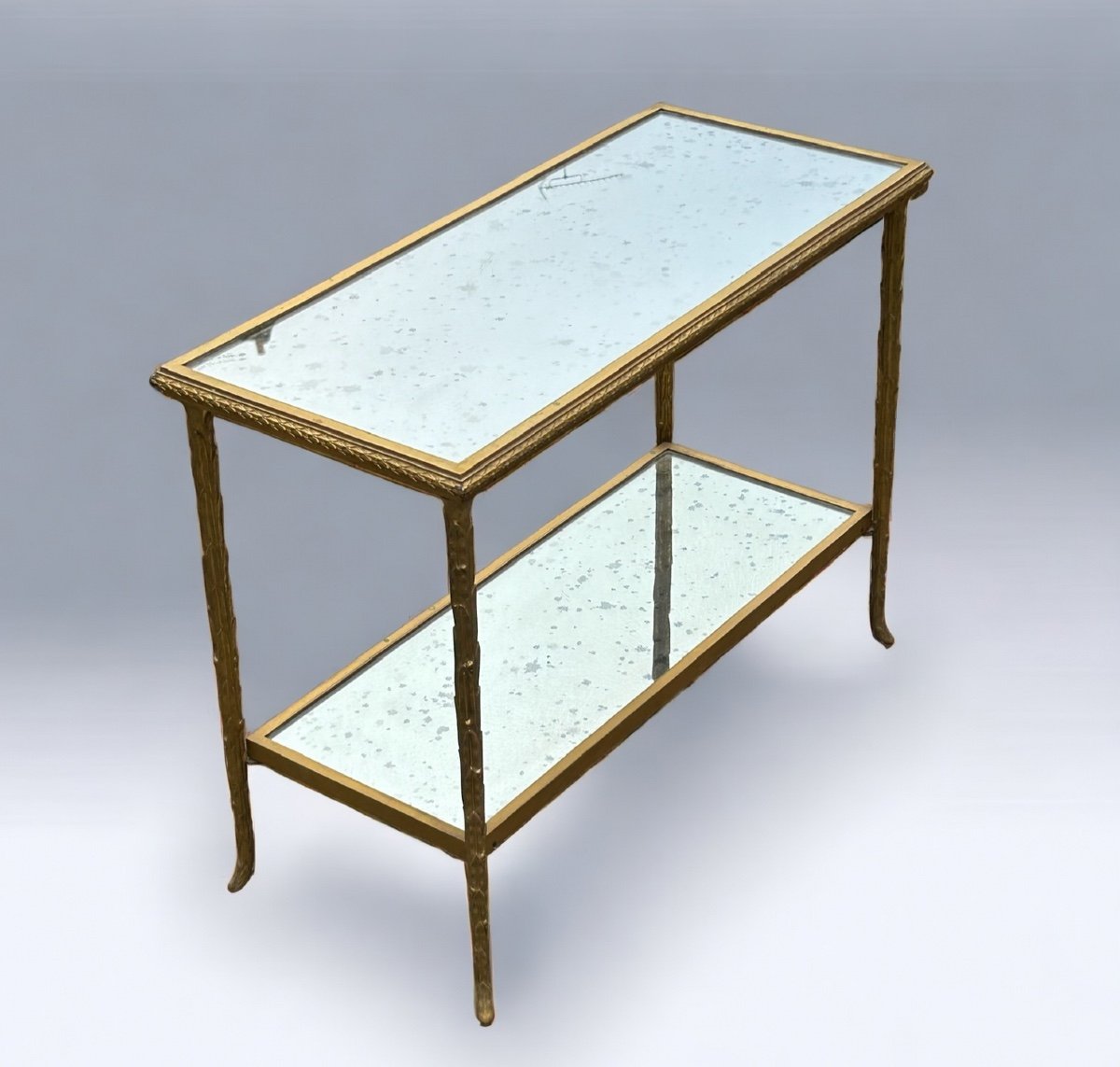 Table D’appoint Ou Bout De Canapé En Bronze Doré Maison Charles Ou Baguès Décor Palmier 1970