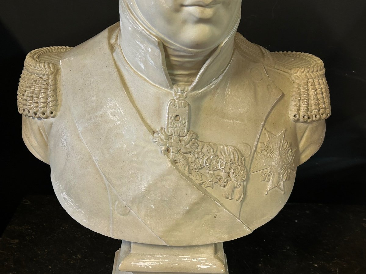 Important Buste En Plâtre De Charles X En Uniforme Militaire époque Fin XIXéme -photo-3