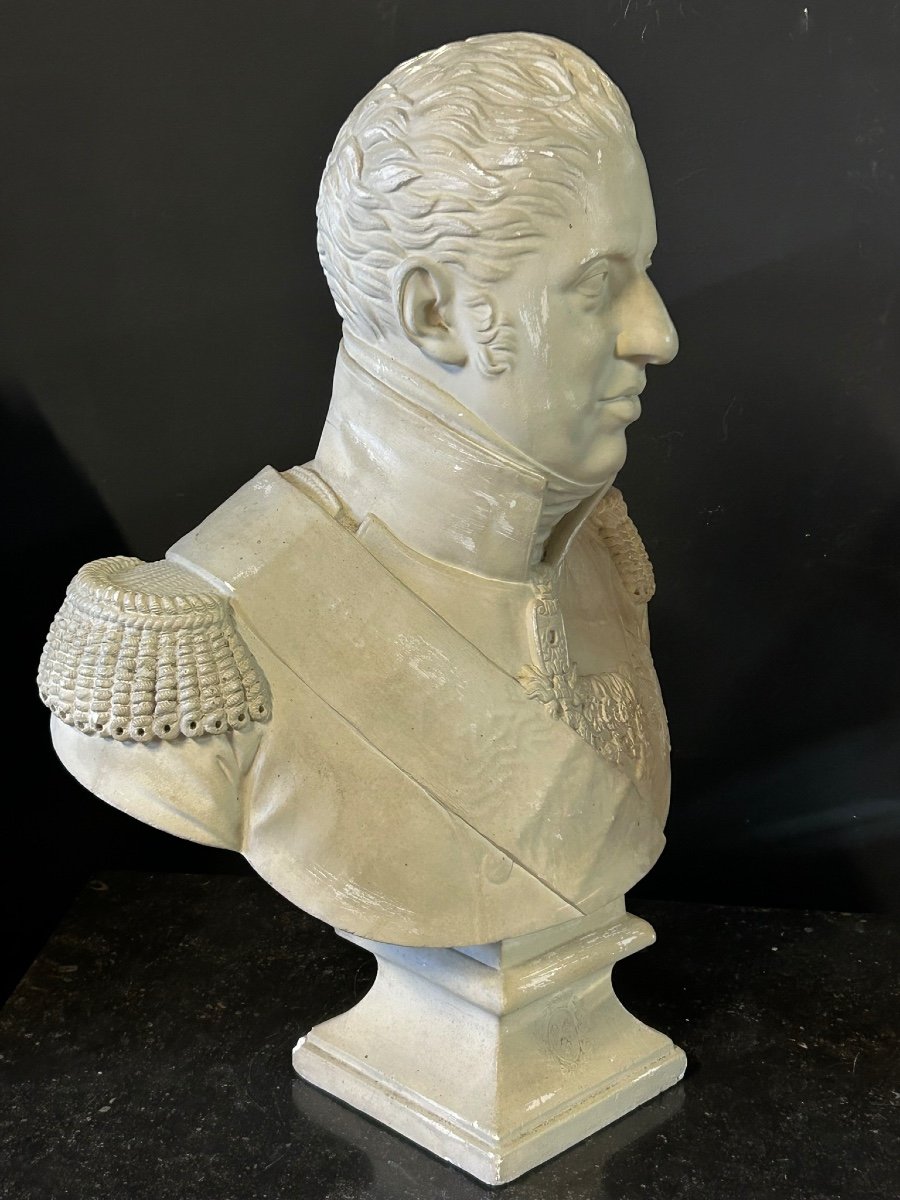 Important Buste En Plâtre De Charles X En Uniforme Militaire époque Fin XIXéme -photo-1