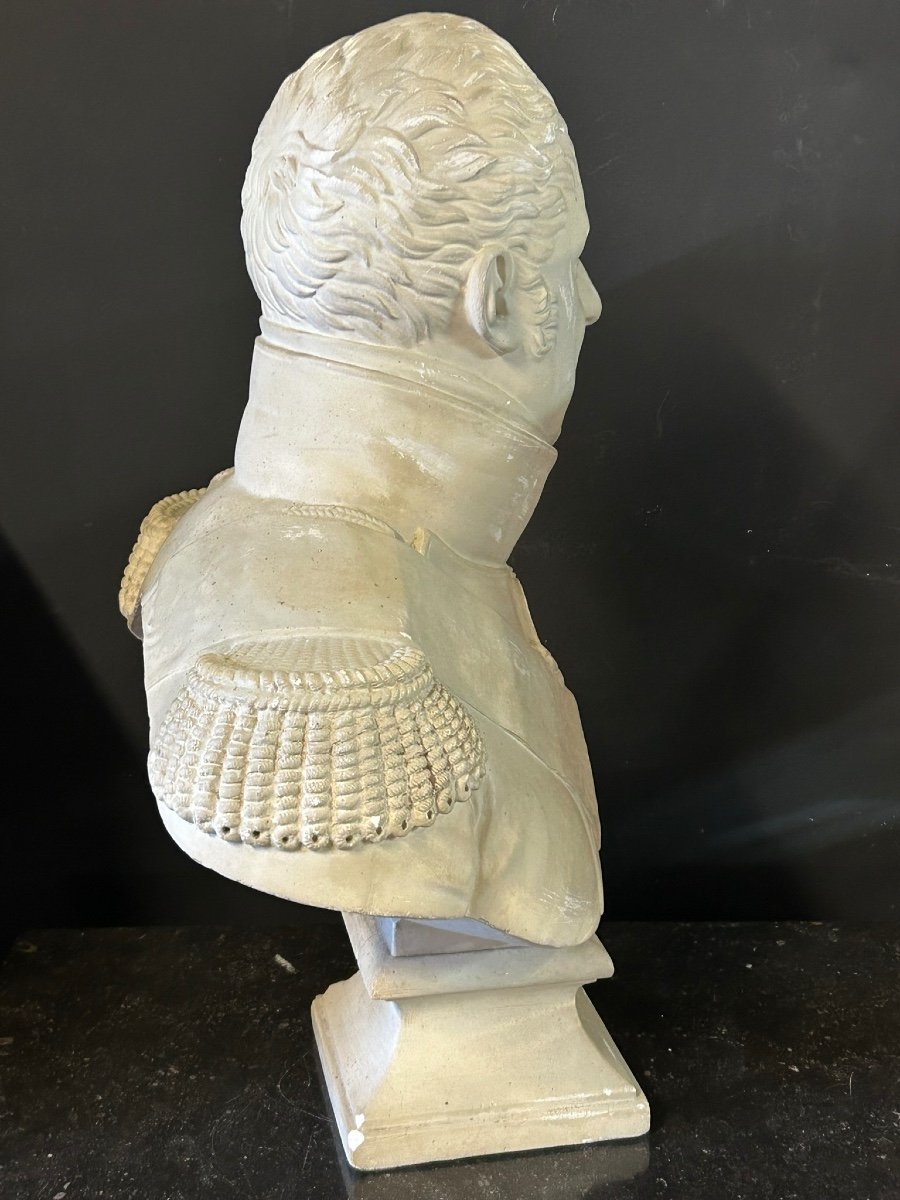 Important Buste En Plâtre De Charles X En Uniforme Militaire époque Fin XIXéme -photo-2