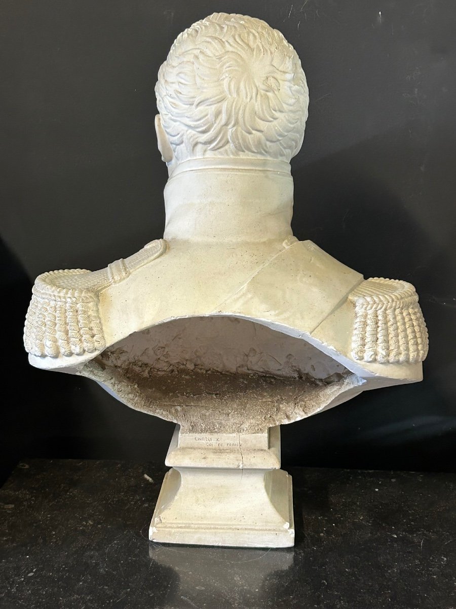 Important Plaster Bust Of Charles X In Military Uniform Late 19th Century-photo-3