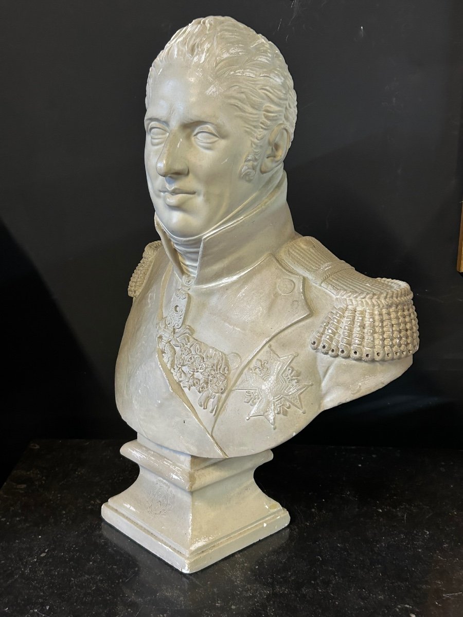 Important Plaster Bust Of Charles X In Military Uniform Late 19th Century-photo-7