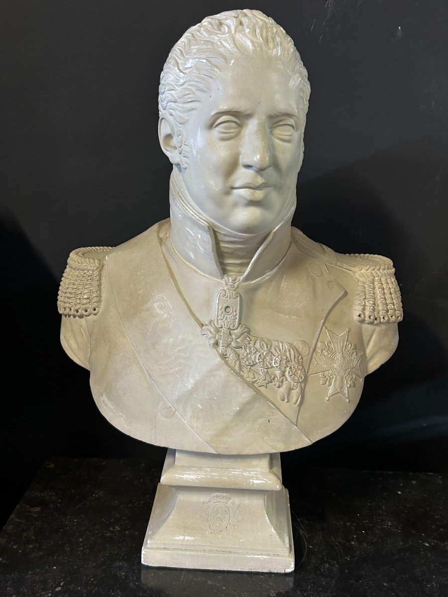 Important Plaster Bust Of Charles X In Military Uniform Late 19th Century-photo-8