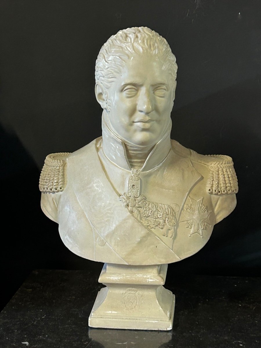 Important Buste En Plâtre De Charles X En Uniforme Militaire époque Fin XIXéme 