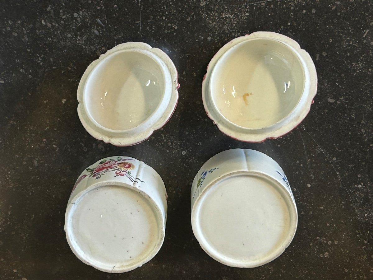 Manufacture De Mennecy Two 18th Century Porcelain Blush Pot-photo-3