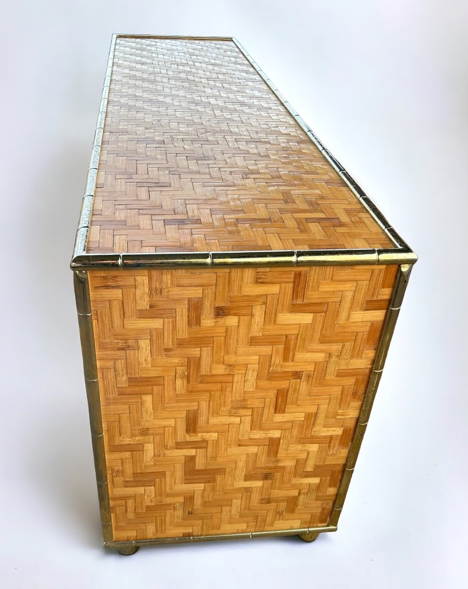 Beautiful Vintage Bamboo Sideboard By Gabriella Crespi, Italy Circa 1970-photo-2