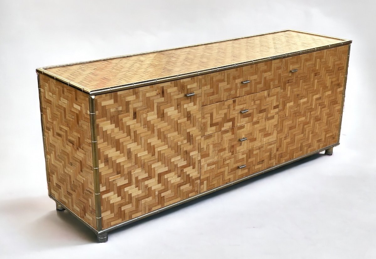 Beautiful Vintage Bamboo Sideboard By Gabriella Crespi, Italy Circa 1970