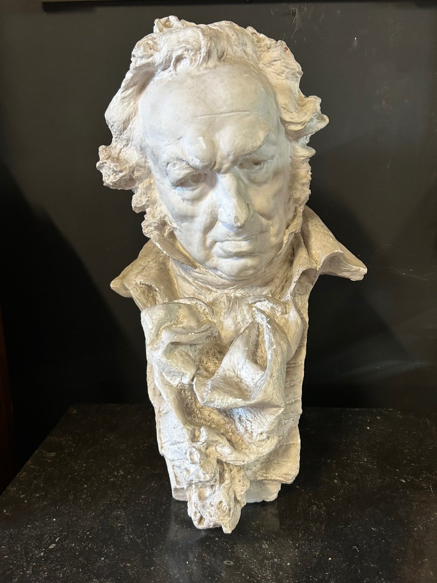 Mariano Benlliure (1862-1947) Buste De Goya - Sculpture En Plâtre H 61 cm-photo-2