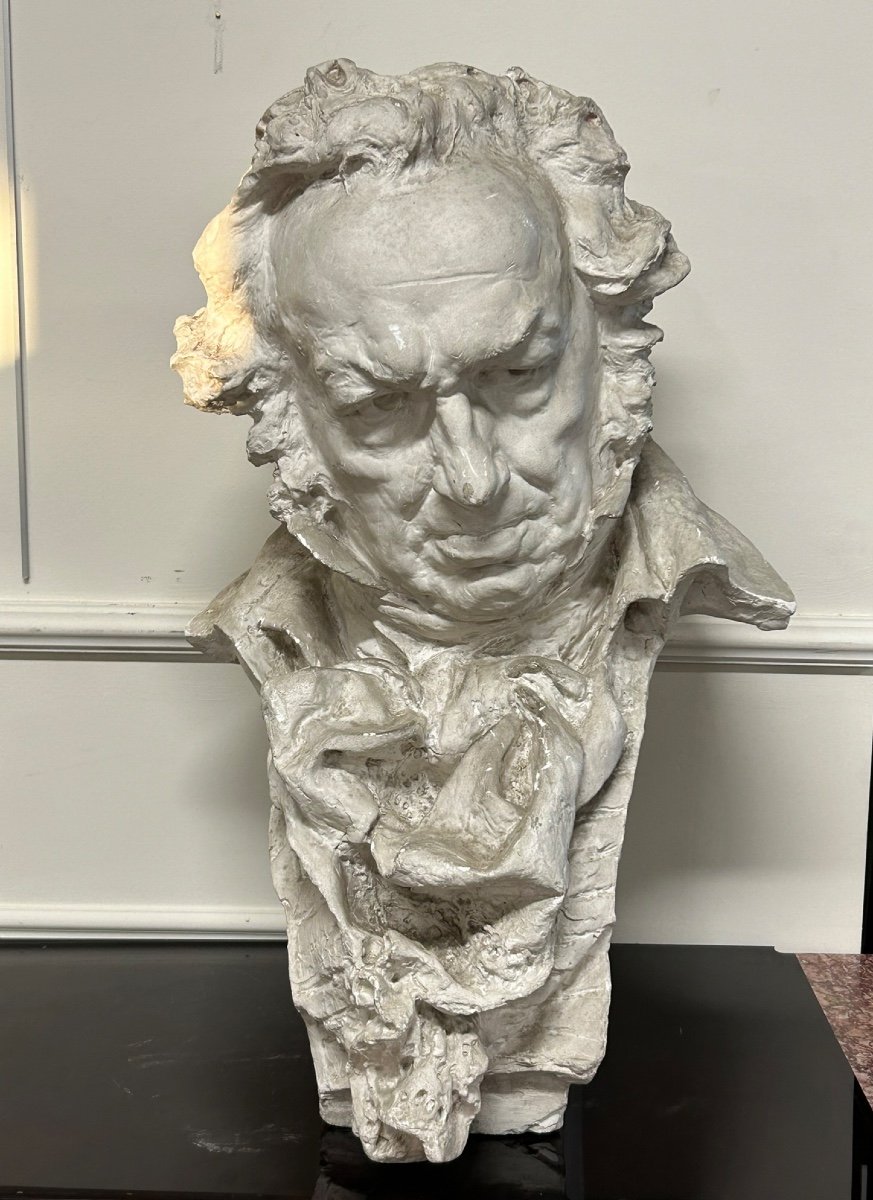 Mariano Benlliure (1862-1947) Buste De Goya - Sculpture En Plâtre H 61 cm-photo-2