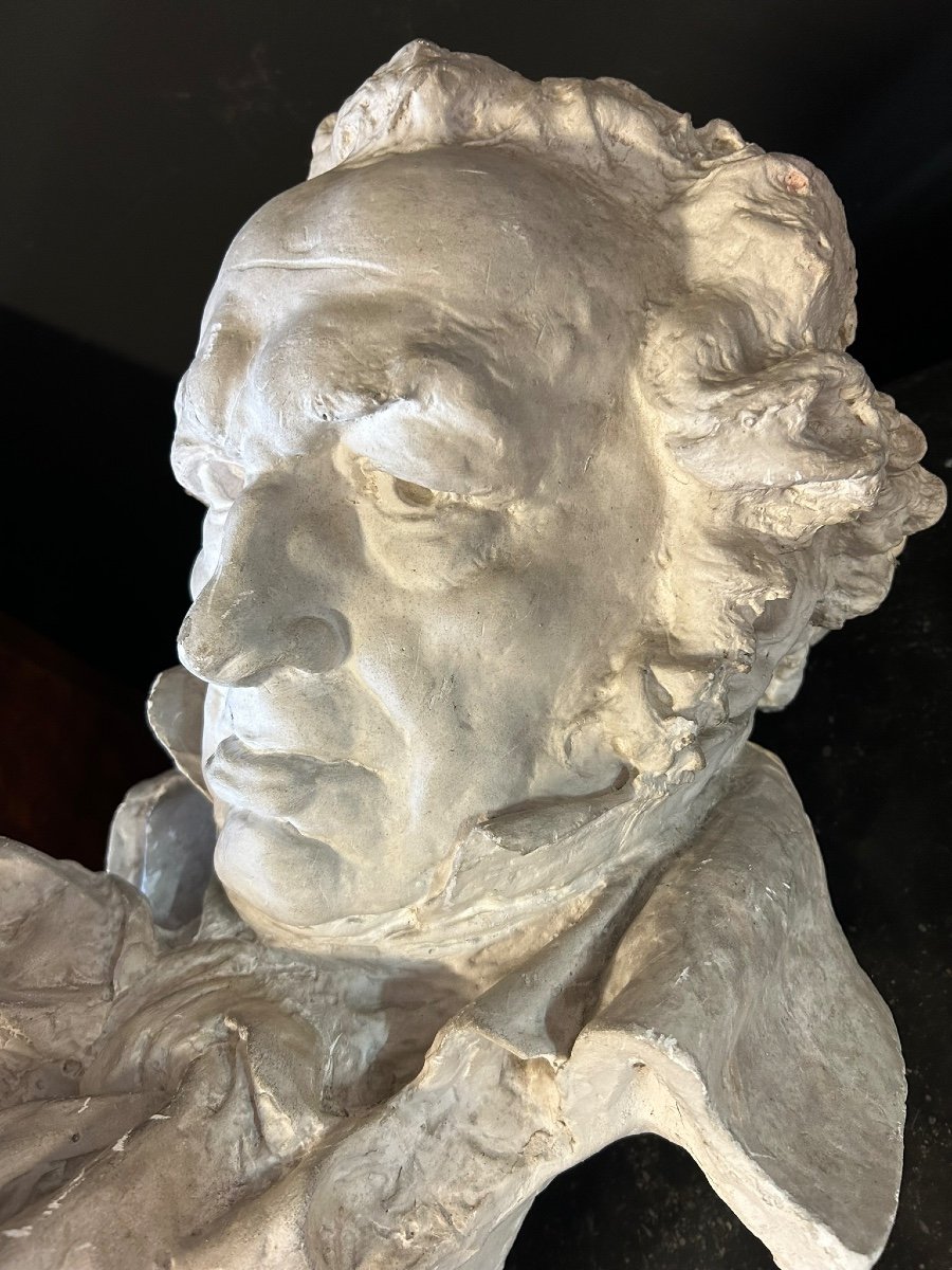 Mariano Benlliure (1862-1947) Buste De Goya - Sculpture En Plâtre H 61 cm-photo-6