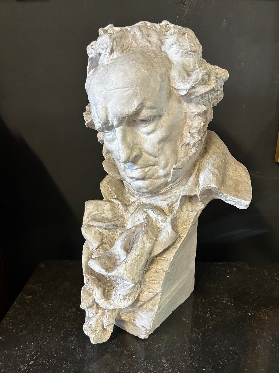 Mariano Benlliure (1862-1947) Buste De Goya - Sculpture En Plâtre H 61 cm
