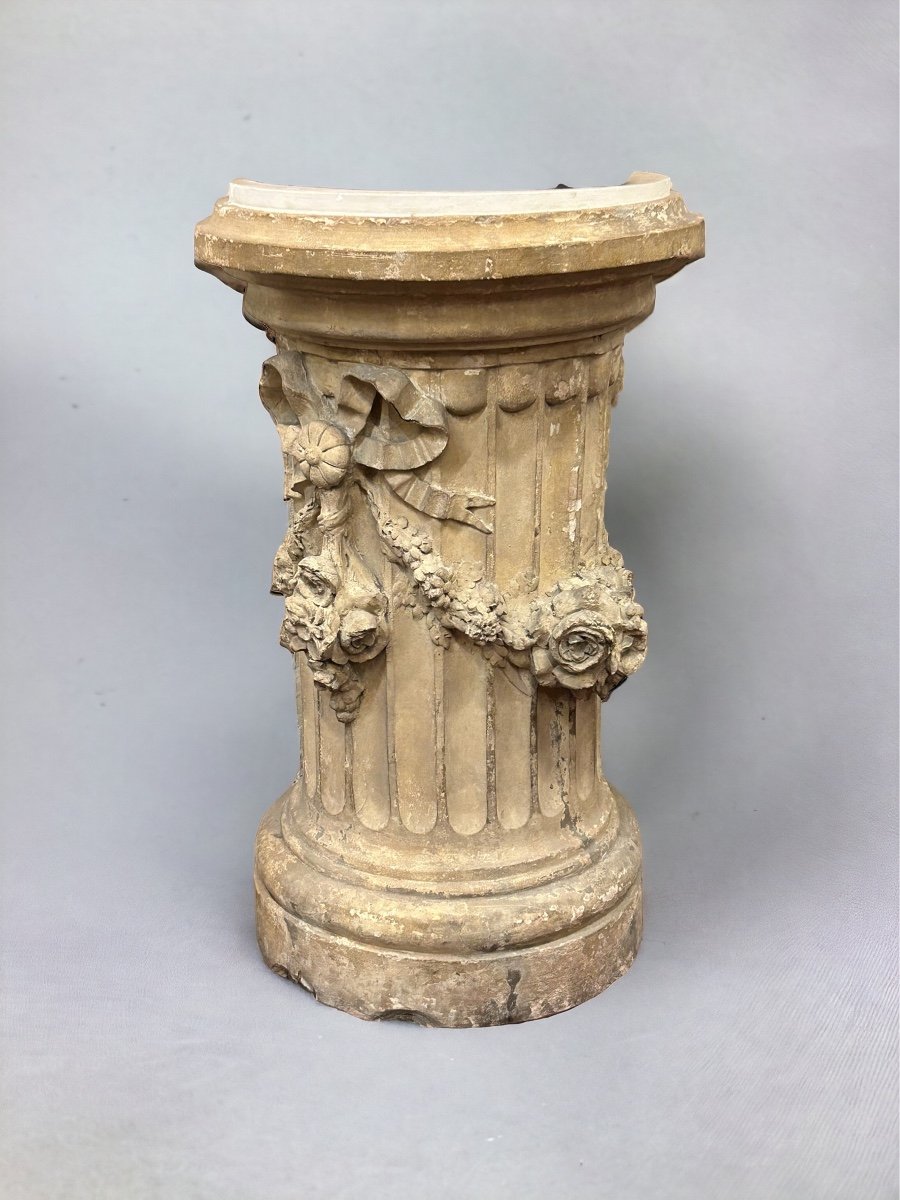 Column - Base - Terracotta Sheath Louis XVI Style Terracotta Maison Gossin XIXth-photo-2