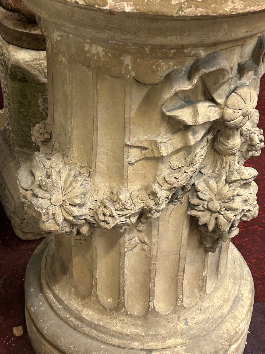 Column - Base - Terracotta Sheath Louis XVI Style Terracotta Maison Gossin XIXth-photo-8