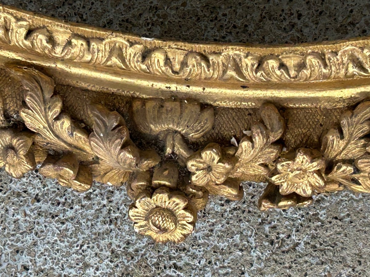 Important Oval Frame In Golden Wood From The Regency Period - 18th Century -photo-3