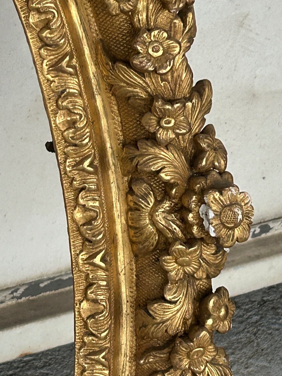 Important Oval Frame In Golden Wood From The Regency Period - 18th Century -photo-5
